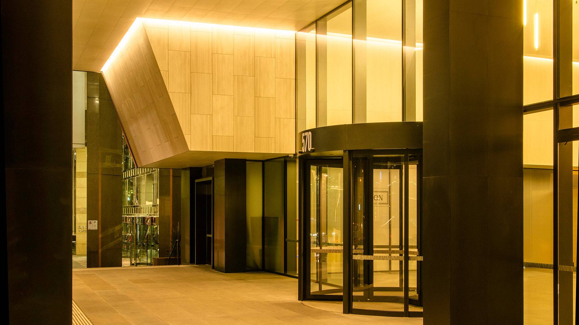 Primo X2 LED strip in application, installed throughout the lobby at 570 Bourke Street.