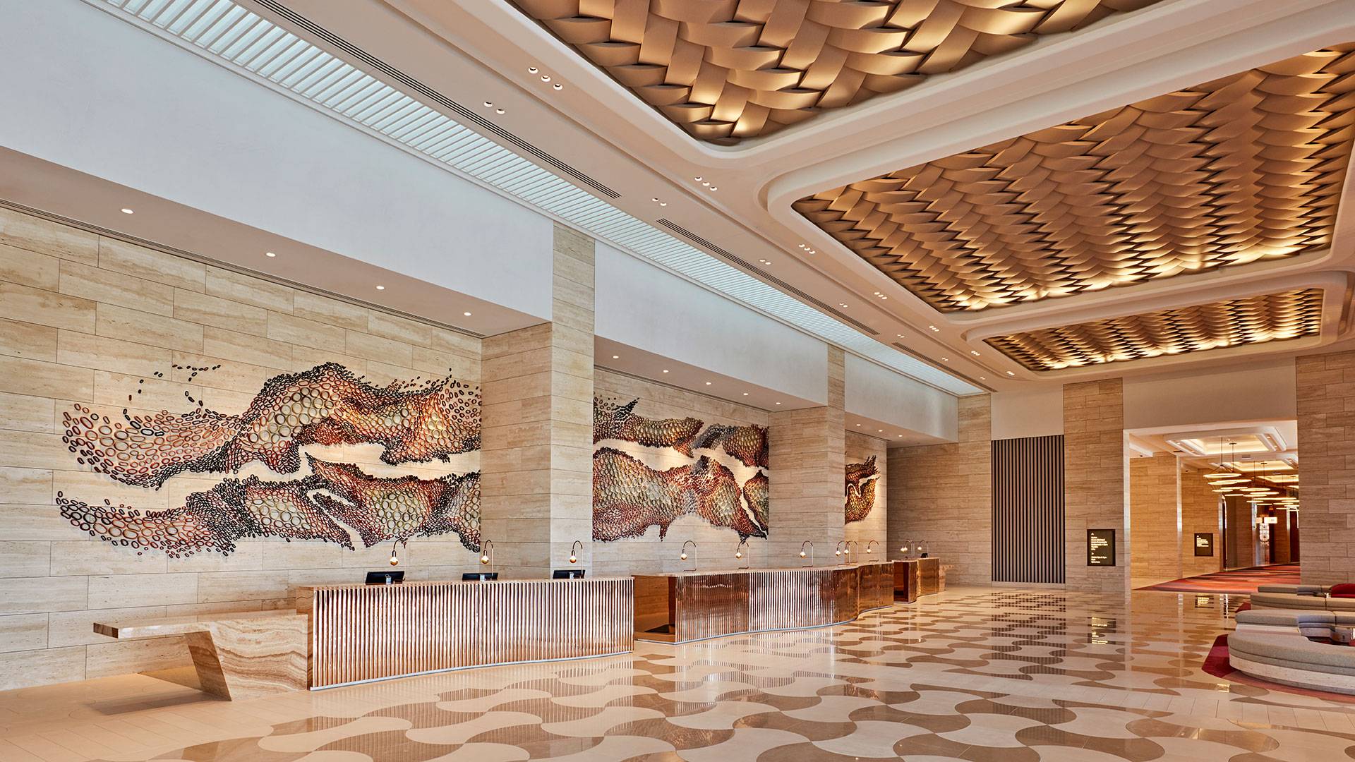 Aris LED linear floodlight in application, installed in Crown Casino in Perth. Architectural LED lighting.