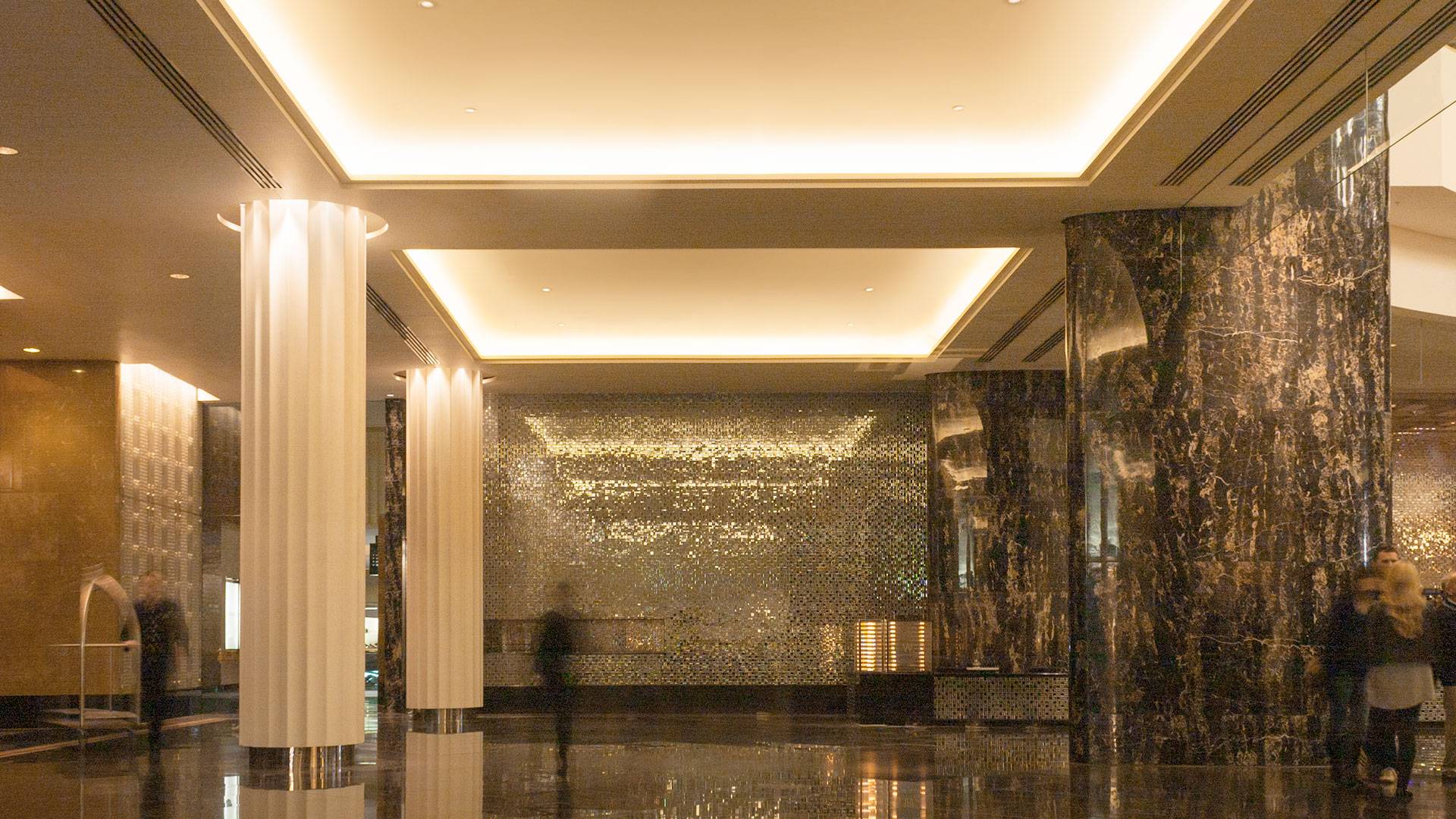 Secondary to the chandelier, strip lighting highlights architectural elements in the ceiling and provide an ambient glow from above. The result is both stunning and elegant. Primo X2 LED strip is used throughout the coves.