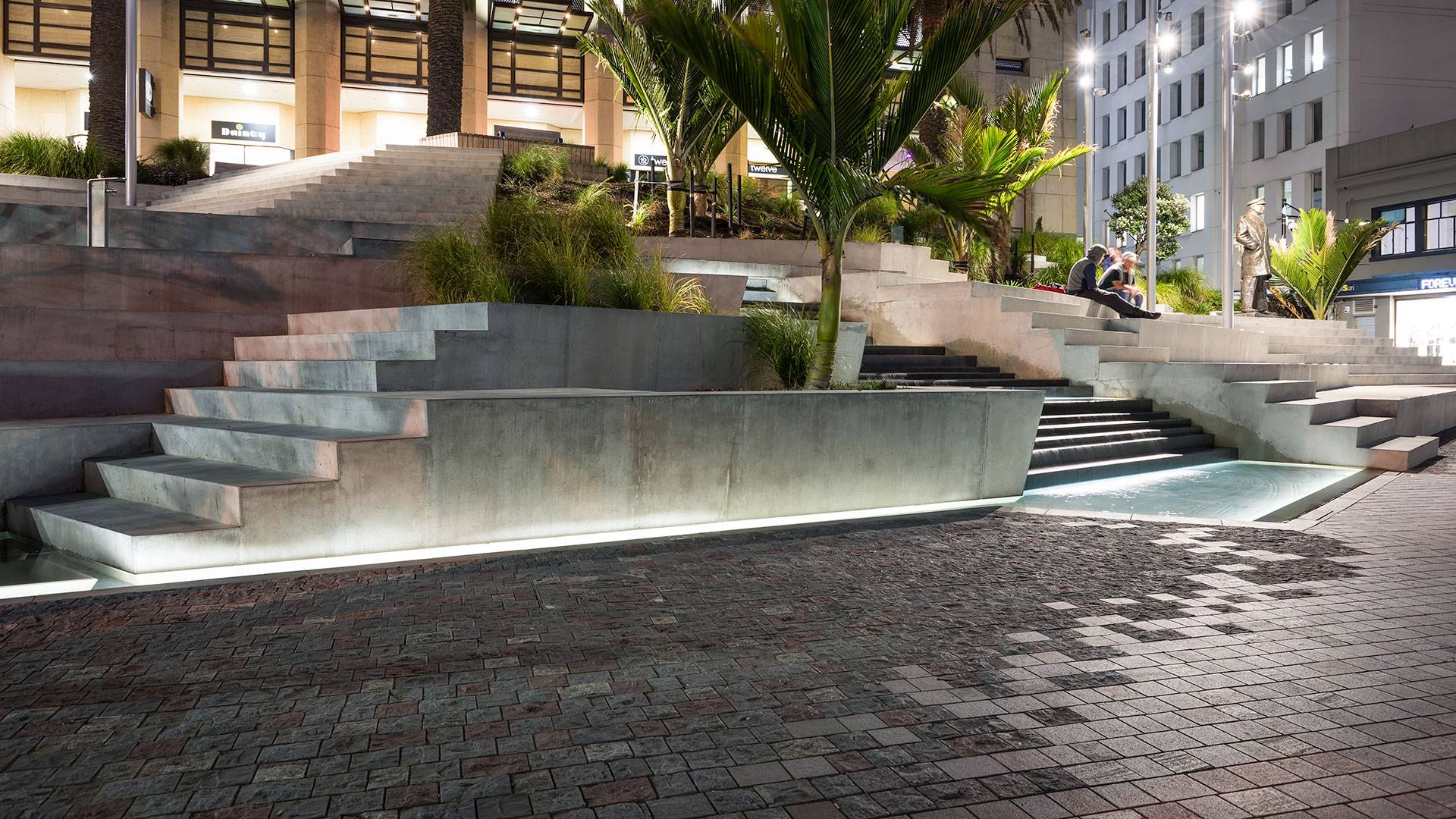 Freyberg Place, Auckland features Multo with an IP68 rating.