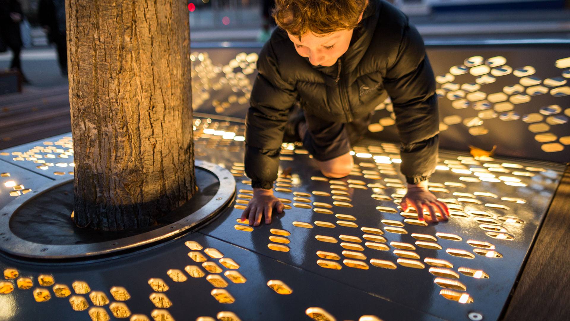 Primo X2 and Maxis UG luminaires were selected to feature light the waterfront seating and urban landscape area.