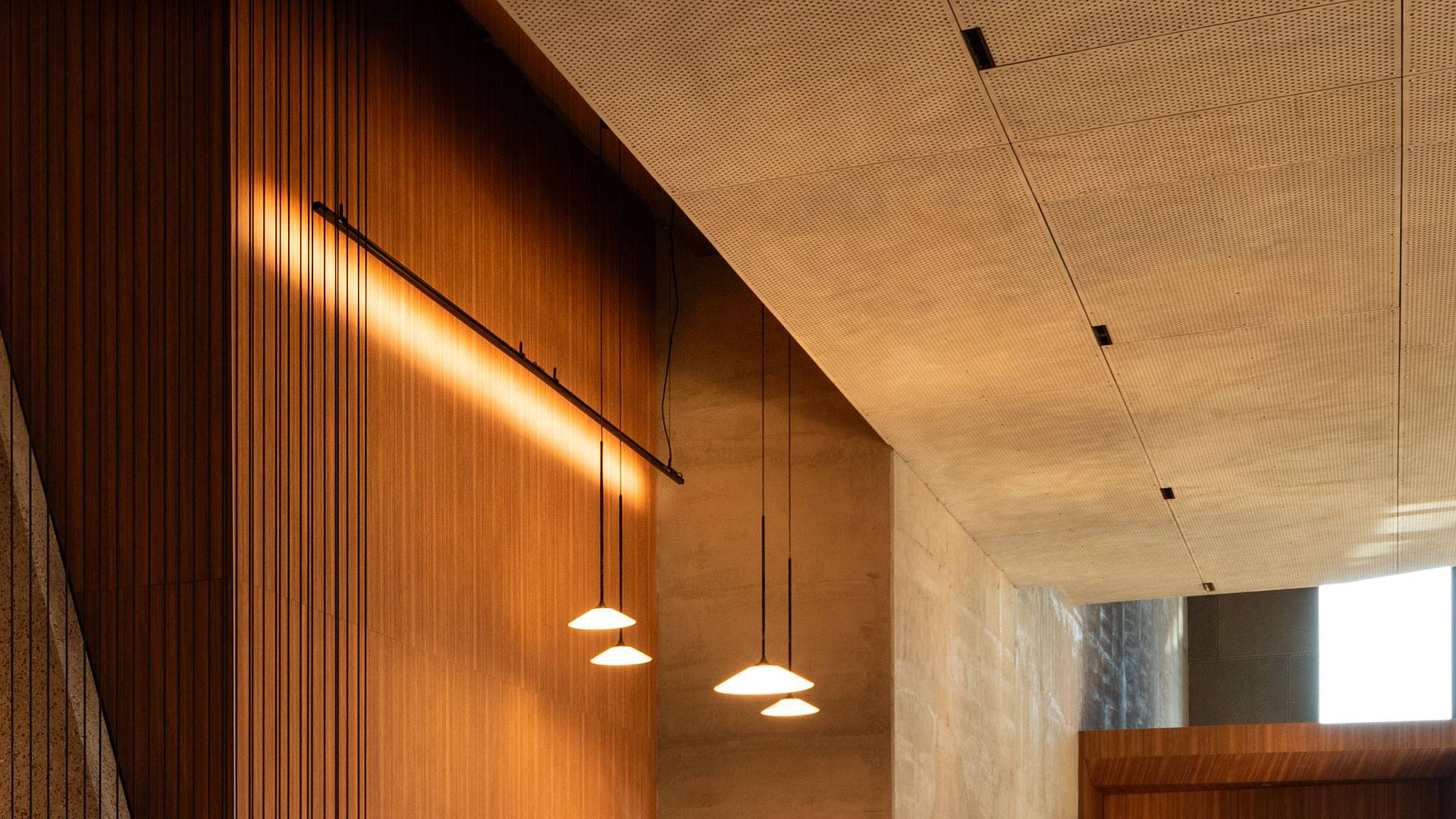 Forma compact, low-voltage LED Luminaire in application, installed in the Melbourne Conservatorium of Music. 