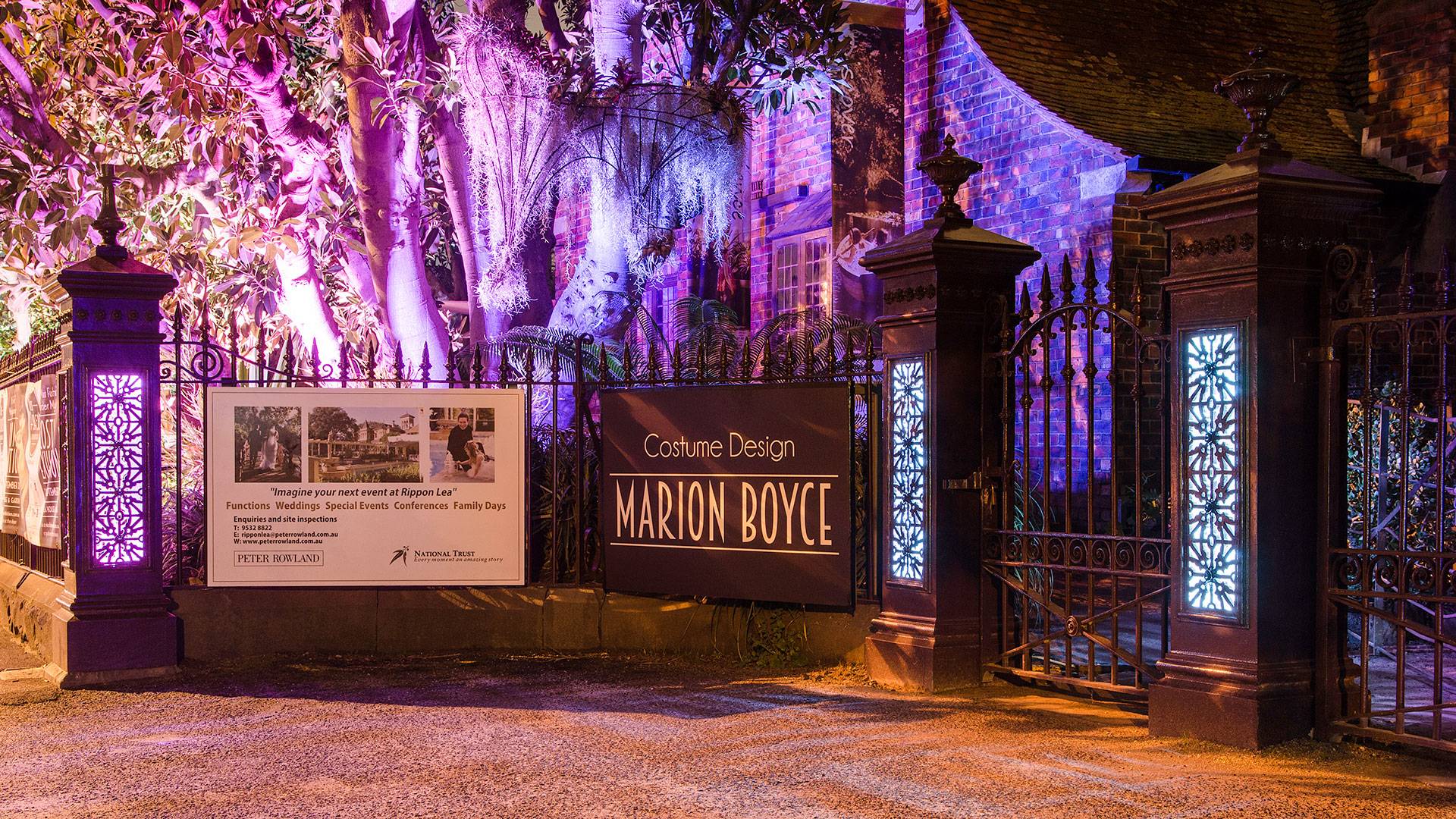 Latitude luminaires dot the Hawthorn Road entrance and Spectrum backlights 6 wrought iron pillars at the entrance.