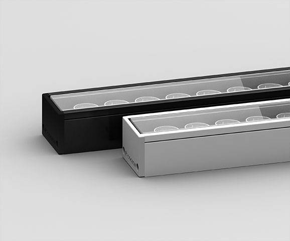 Beam is a mounted linear LED projector specifically designed to be easily installed directly under a canopy support beam with the assistance of a custom-designed mounting profile.
