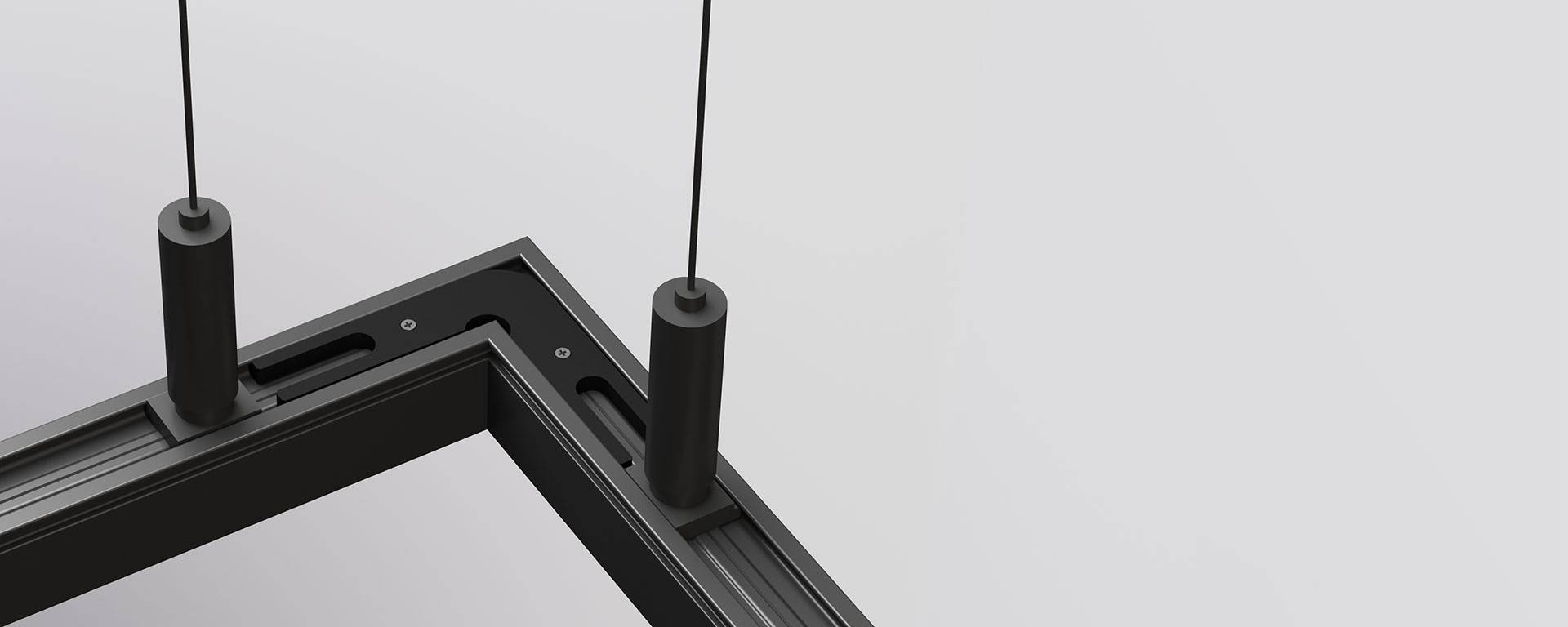 Specially designed corner locks allow for continuous illumination around 90-degree corners. Seamless corner options are available for both suspended and surface mounted fittings, enabling more flexibility to the sleek and minimal design of Forma.