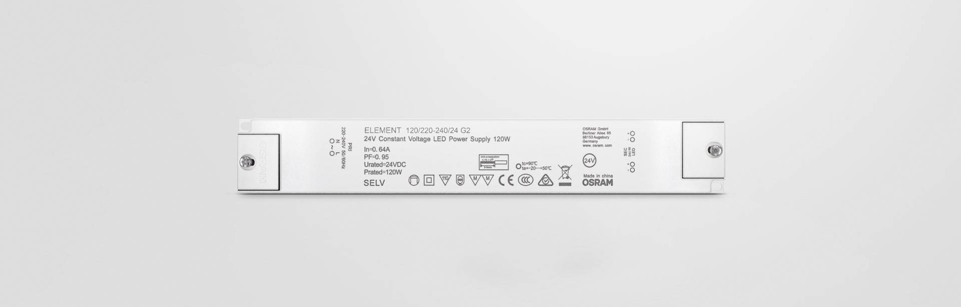 High efficiency (up to 91 %)
Higher quality of light thanks to < 3% output ripple current
Excellent price/performance ratio
Class II design for wide application
3-year warranty