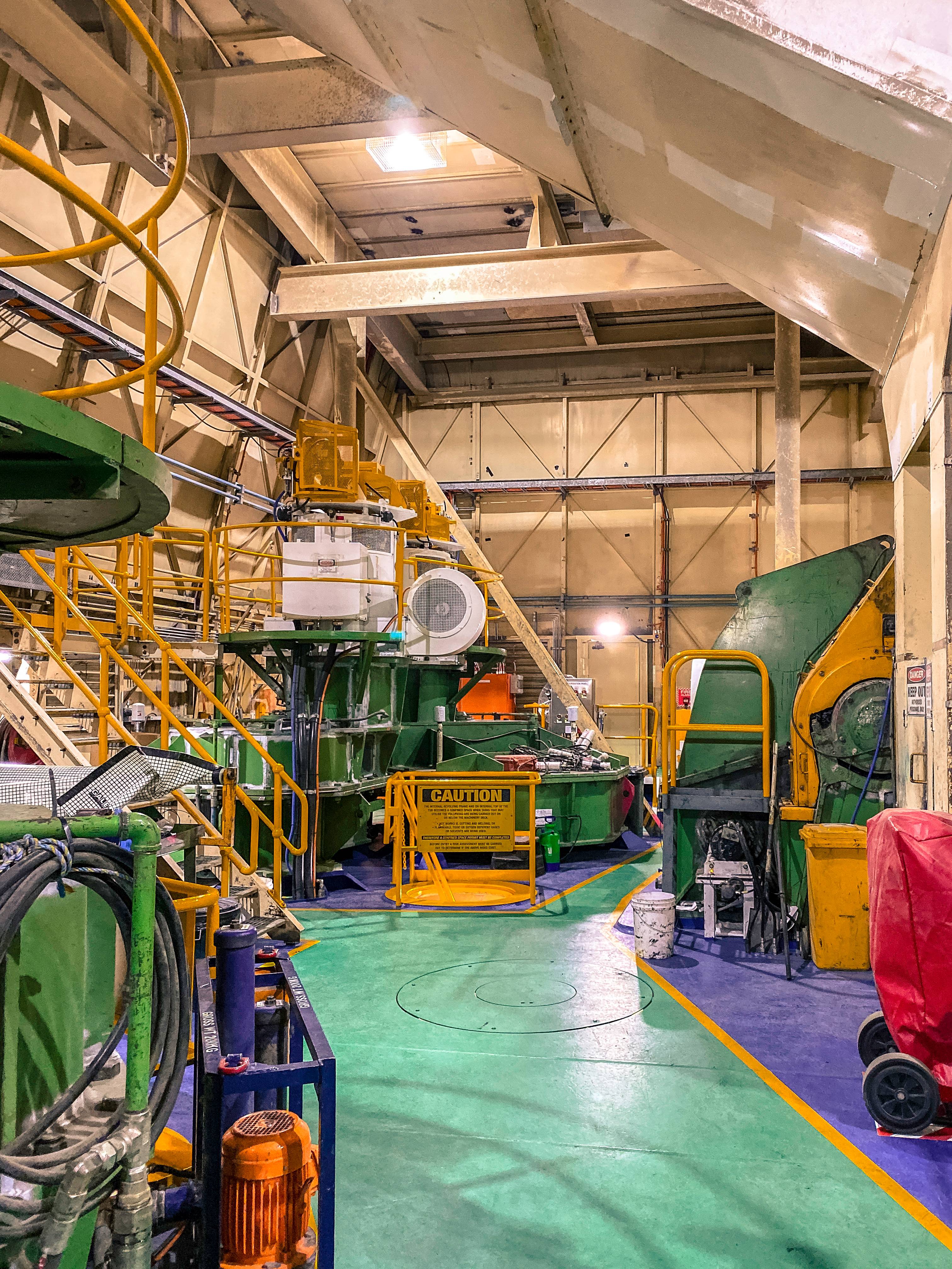 The inside of the house of a Marion 8050 dragline. Bright high-quality lighting is achieved using Zeeno and EM Bulkhead.