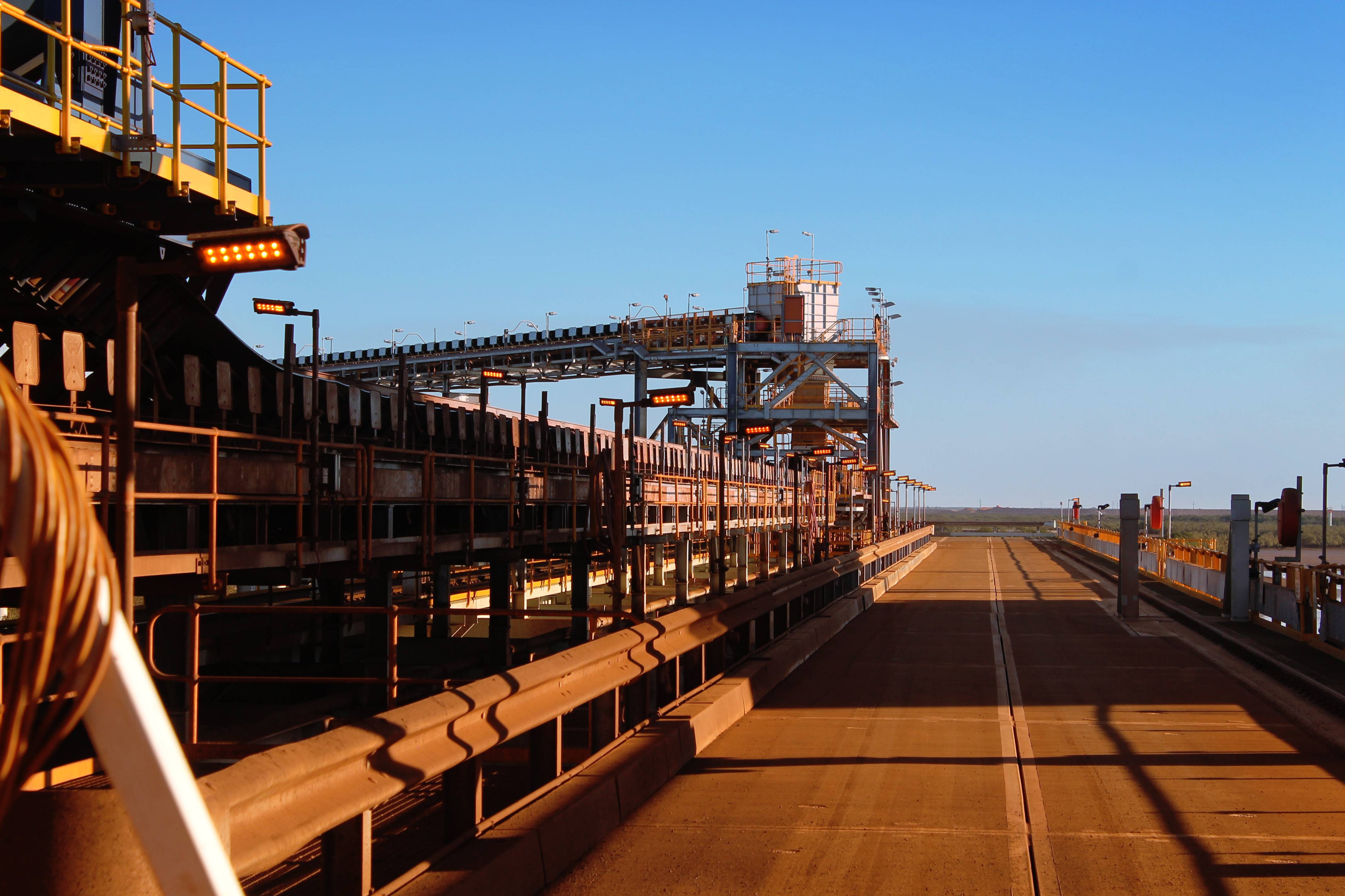 Port lighting on an iron ore mine carried out in turtle-friendly amber to protect local wildlife.