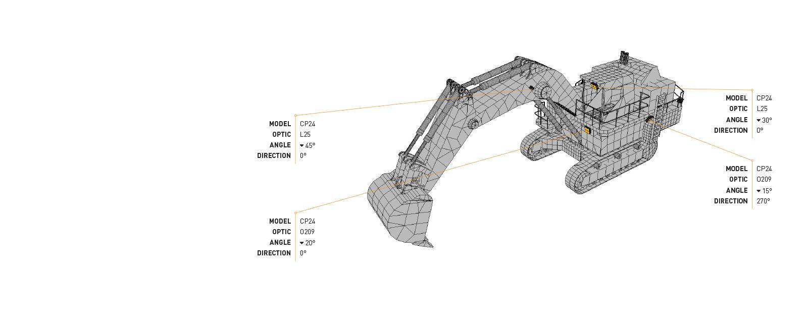 In this Lighting Design Simulation Report,  observe how the CP24 LED Floodlight transforms the light output of a Komatsu PC2000 hydraulic excavator.