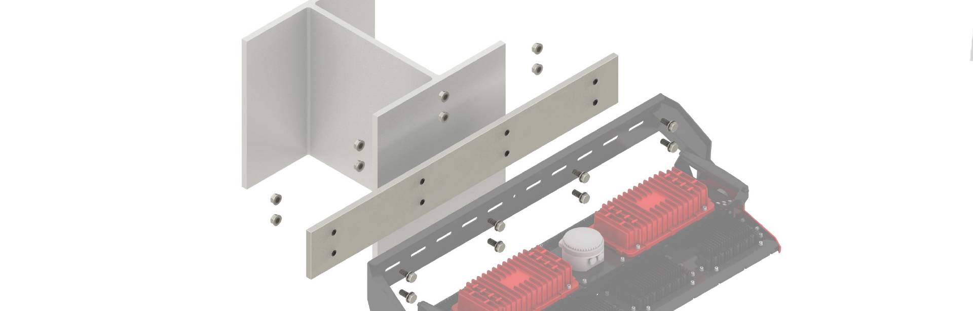 The Beam Coupling Plate is used to provide structural integrity along the length of the XBLADE™ 960 mounting bracket in applications where the entire bracket cannot be fastened to a surface.