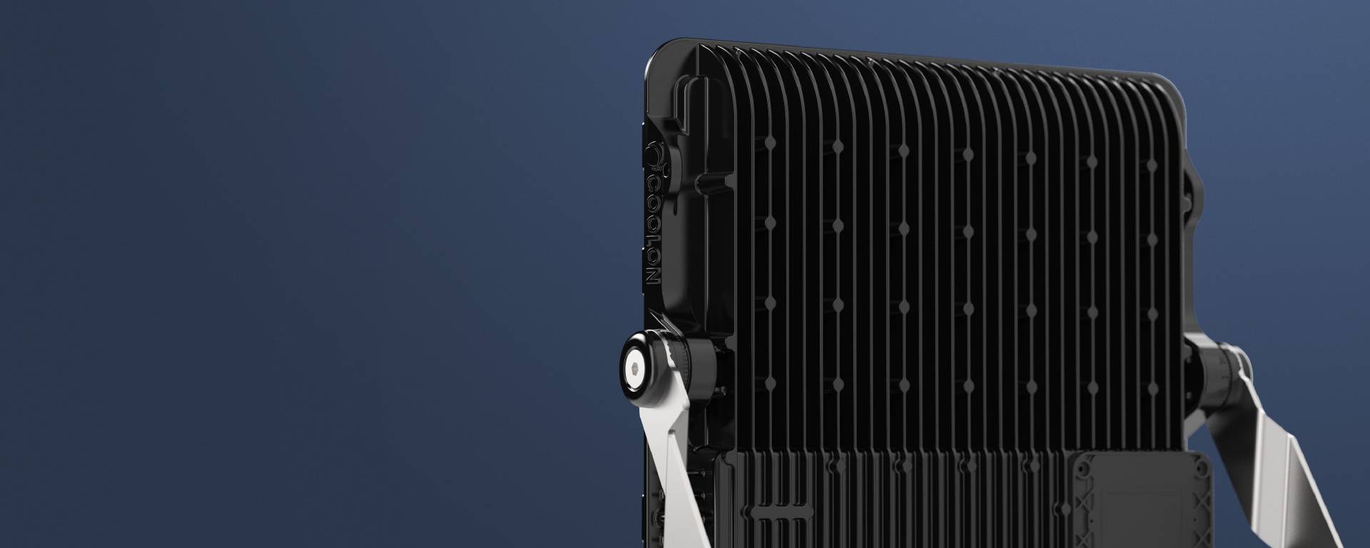 Cassidy LED mining floodlight in application,  view from the back, close up on heat sink