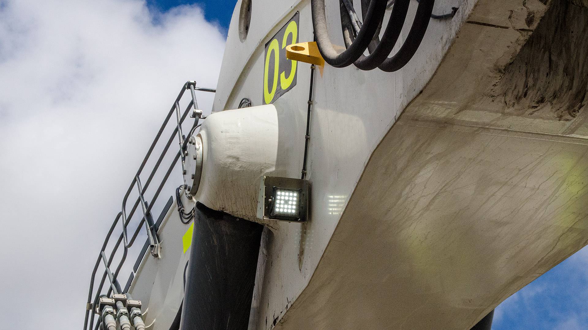 CP24 LED Flood Light in application, installed on 996 Liebherr excavator