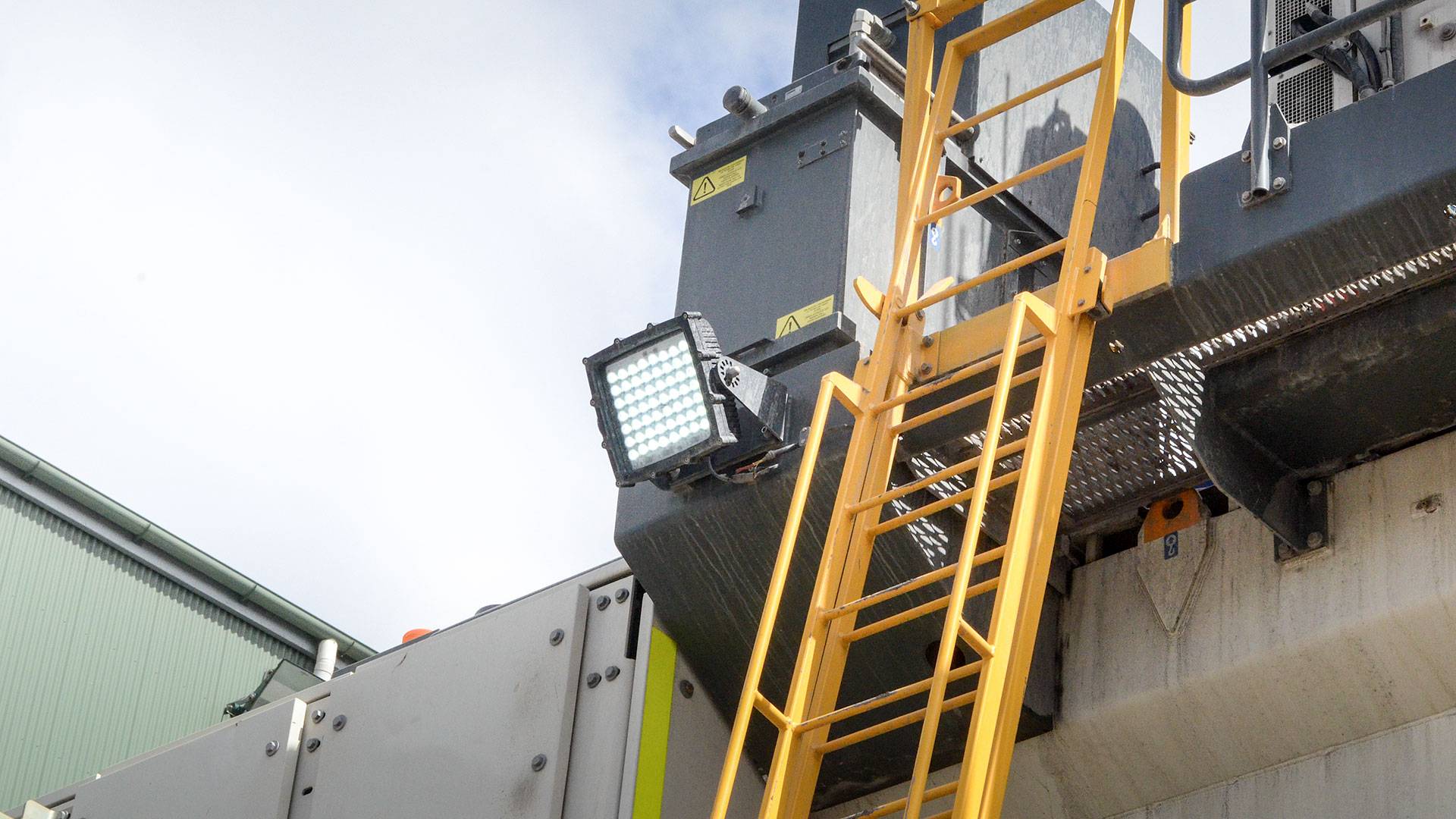CP56 LED Flood Light in application, installed on a 996 liebherr excavator on an industrial / mine site