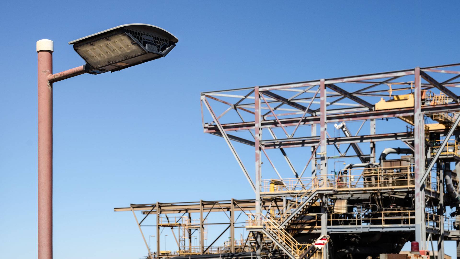 DLK LED Conveyor / Area Light in application, installed on a conveyor on a nickel mine