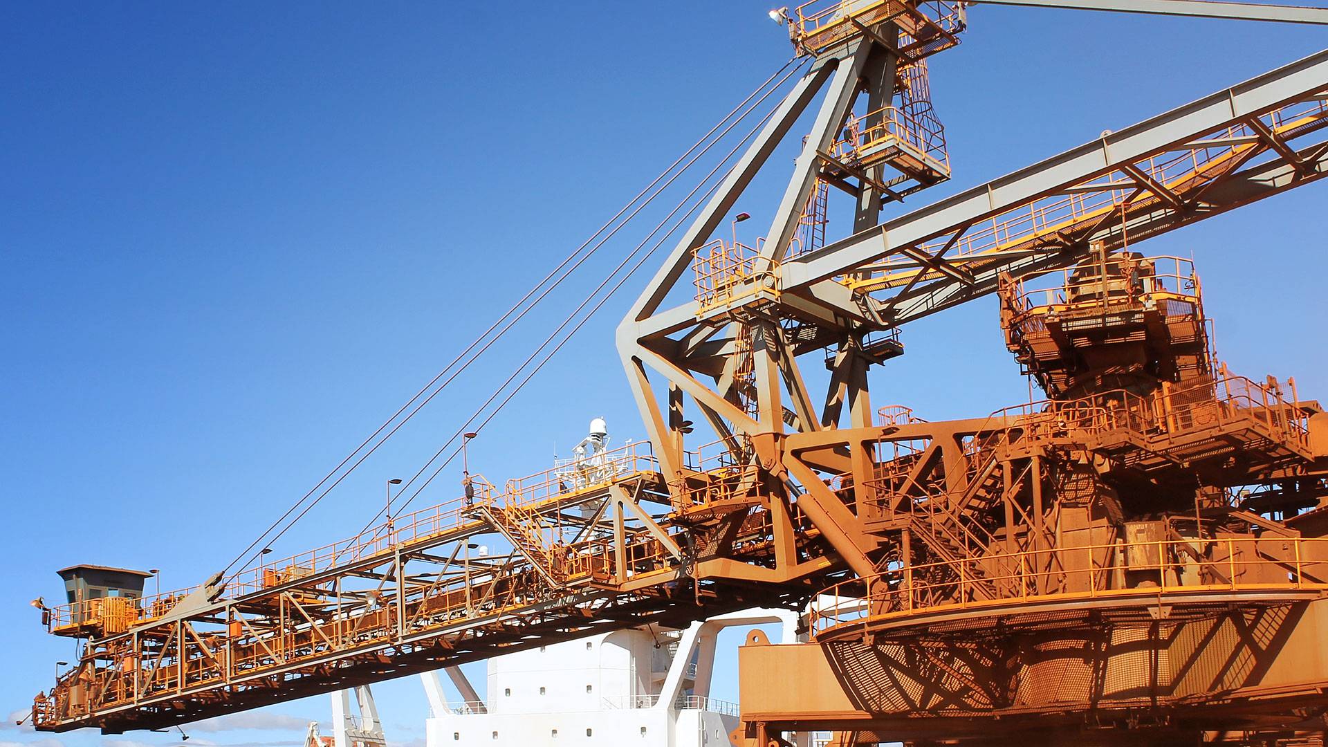 DLK2 LED Conveyor / Area Light in application, installed on a ship loader on an iron ore in bulkport