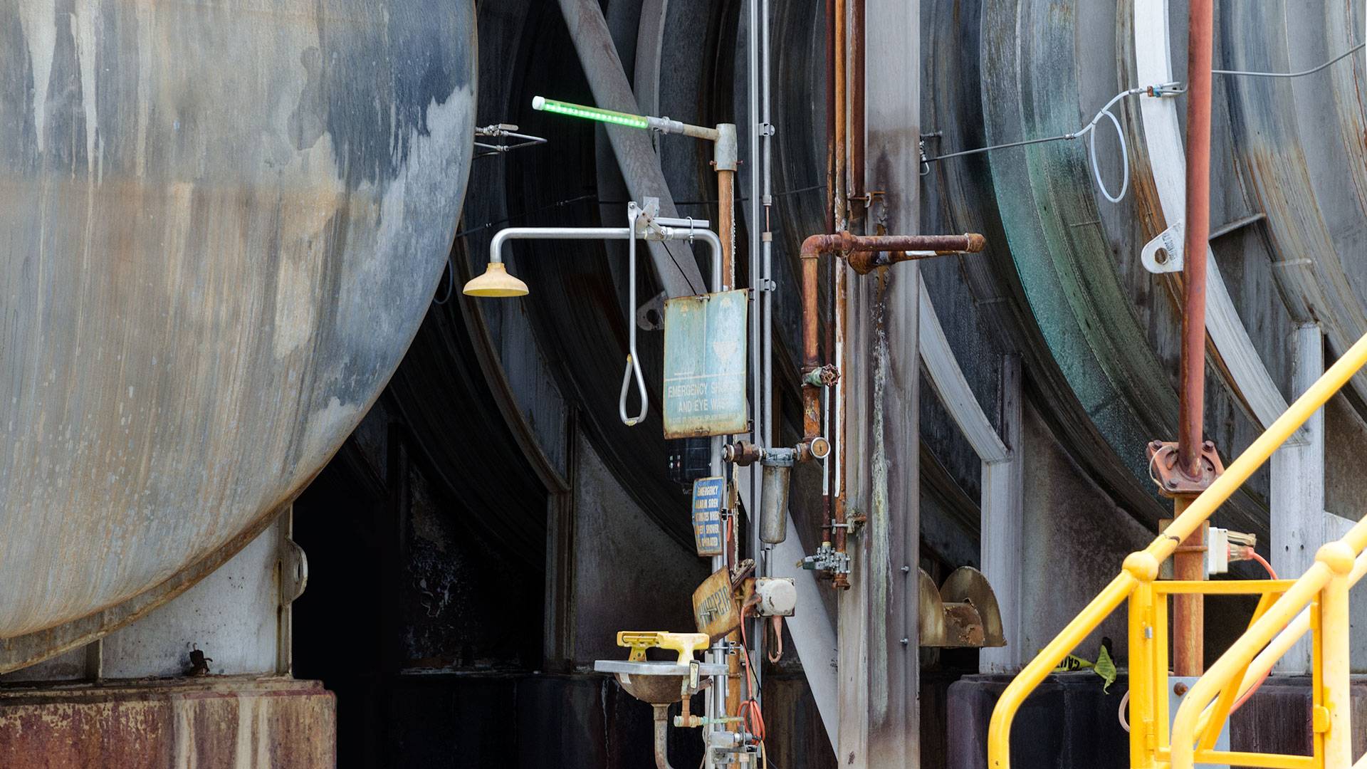 Eye Wash Station LED Safety Beacon Light in application, installed on a nickel processing plant 
