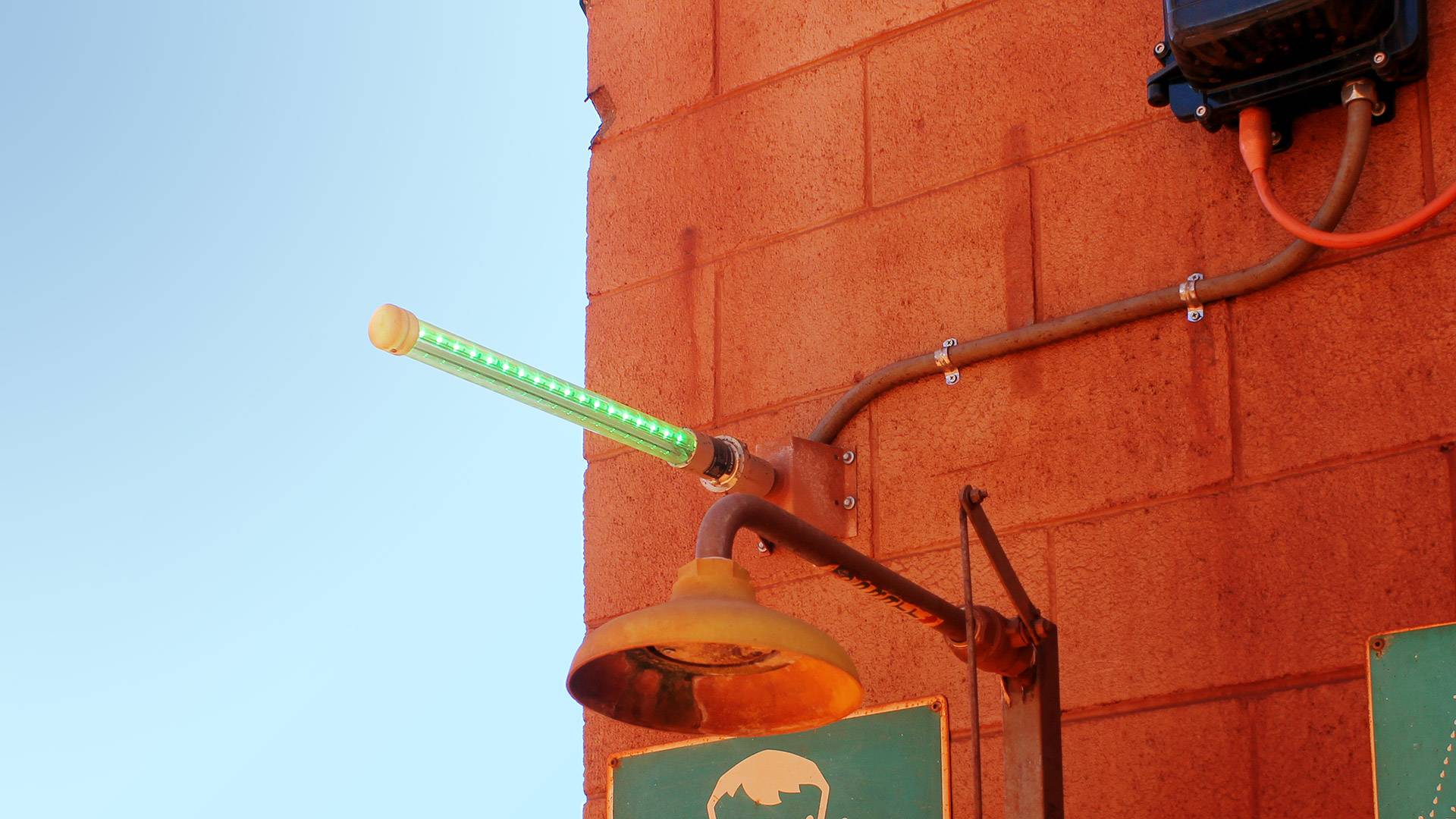 Eye Wash Station LED Safety Beacon Light in application, installed on an iron ore mine