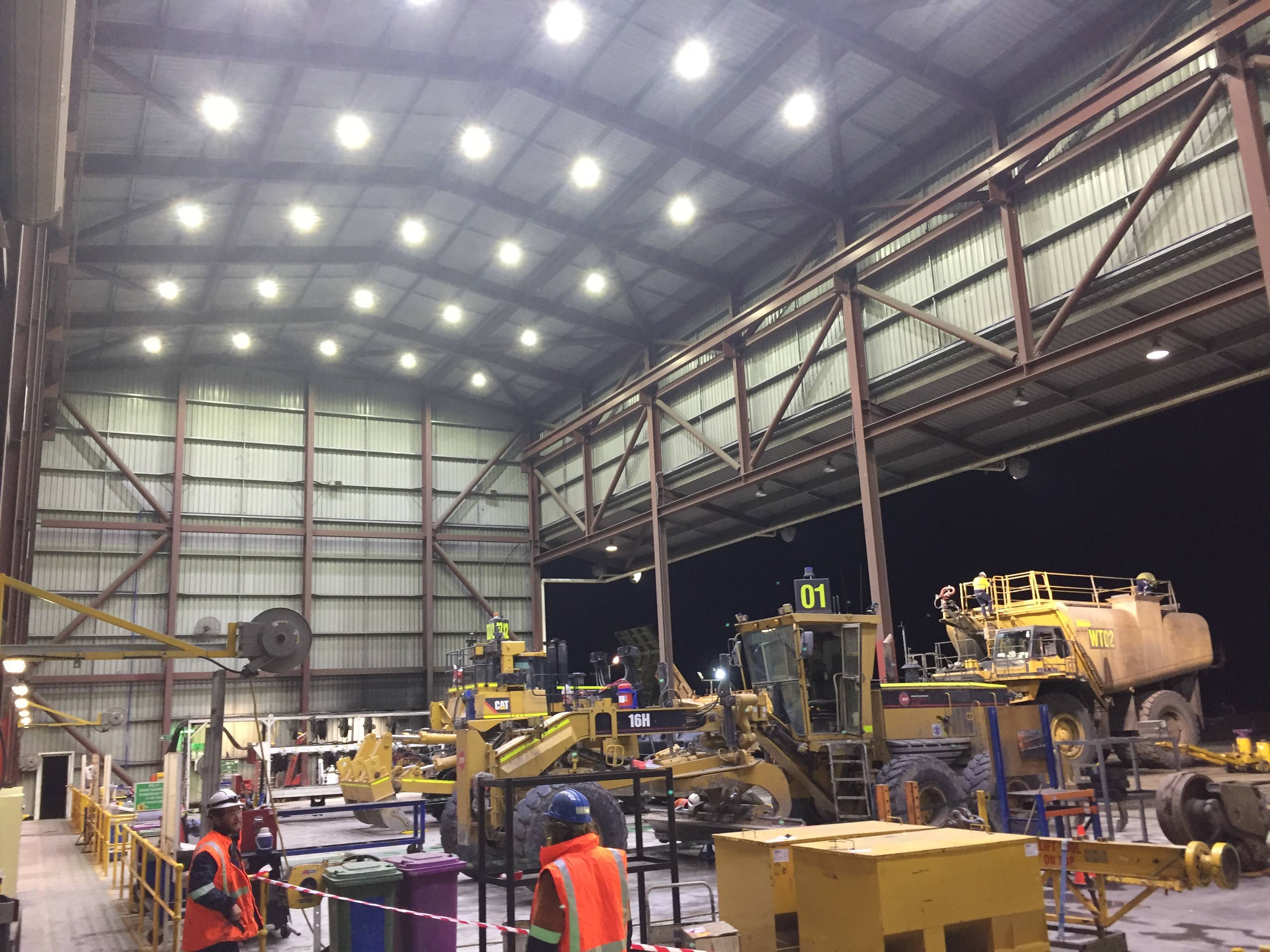 ExTNR LED Conveyor/Area light in application, installed in an industrial tunnel